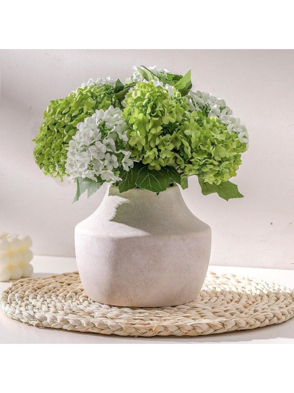 5.3 inch Off-White Ceramic Farmhouse Rustic Flower Vase Handcrafted Home Decor